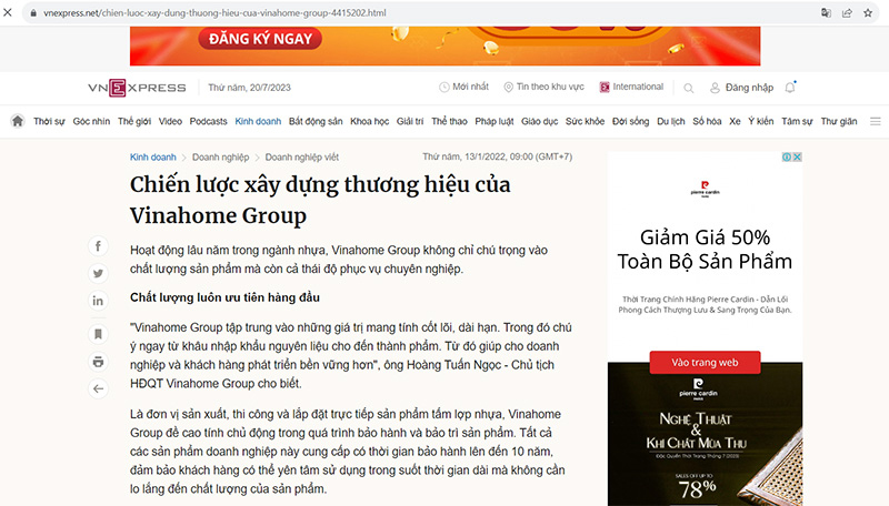 [Vnexpress] Chiến lược xây dựng thương hiệu của Vinahome Group