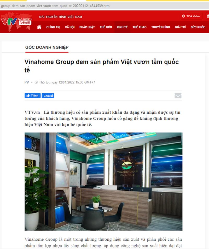 [Báo VTV] VinaHome Group đem sản phẩm Việt vươn tầm quốc tế