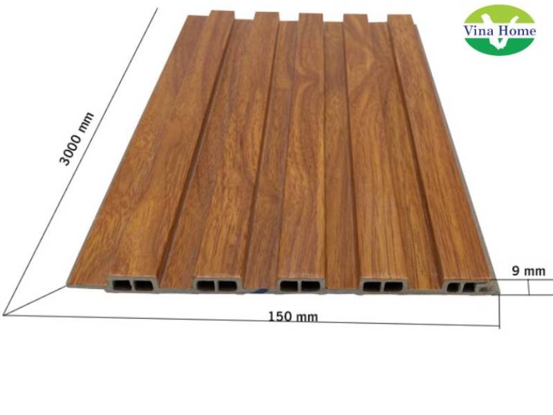 Tấm nhựa ốp tường nano 5 sóng thấp nâu đỏ