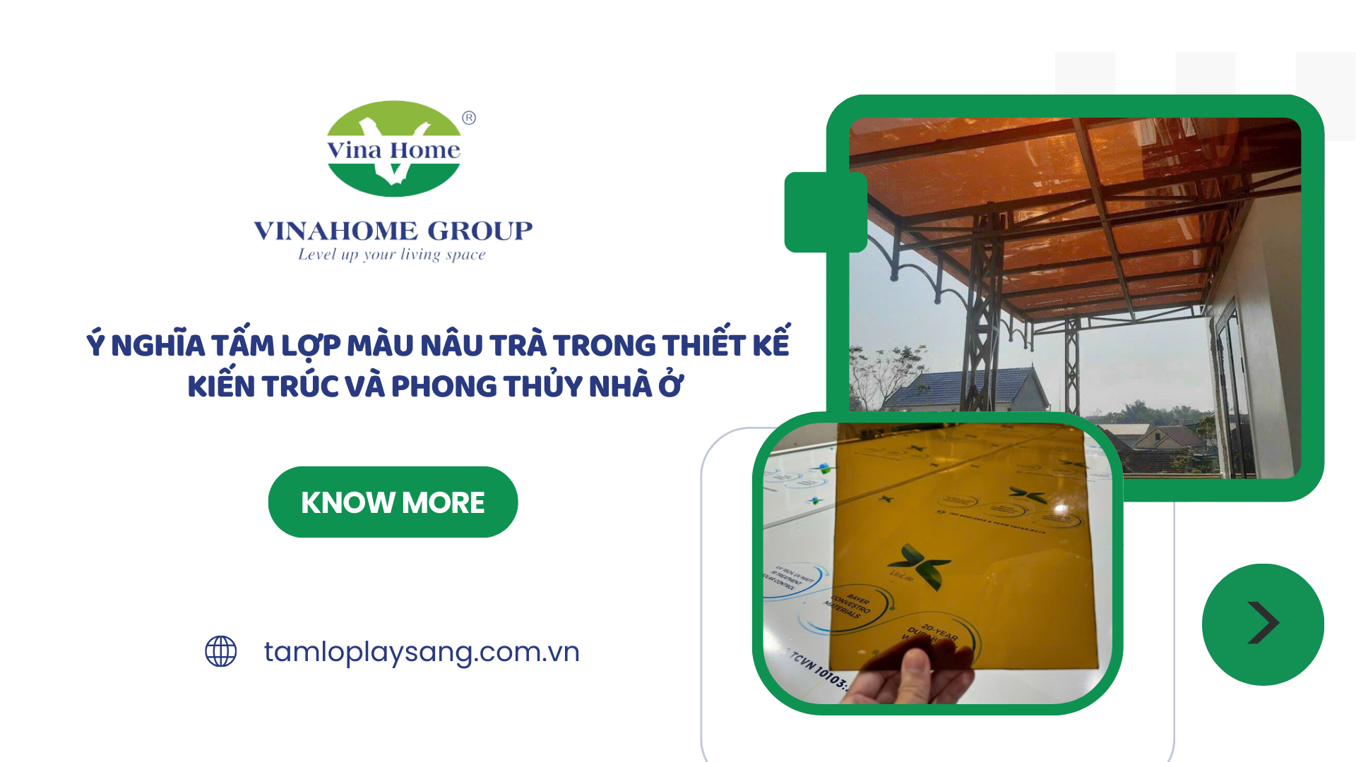 Ý nghĩa tấm lợp Polycarbonate màu nâu trà trong thiết kế kiến trúc và phong thủy nhà ở
